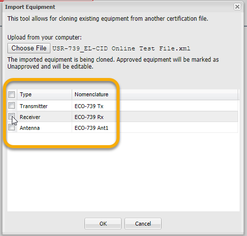 Equipment is available for import